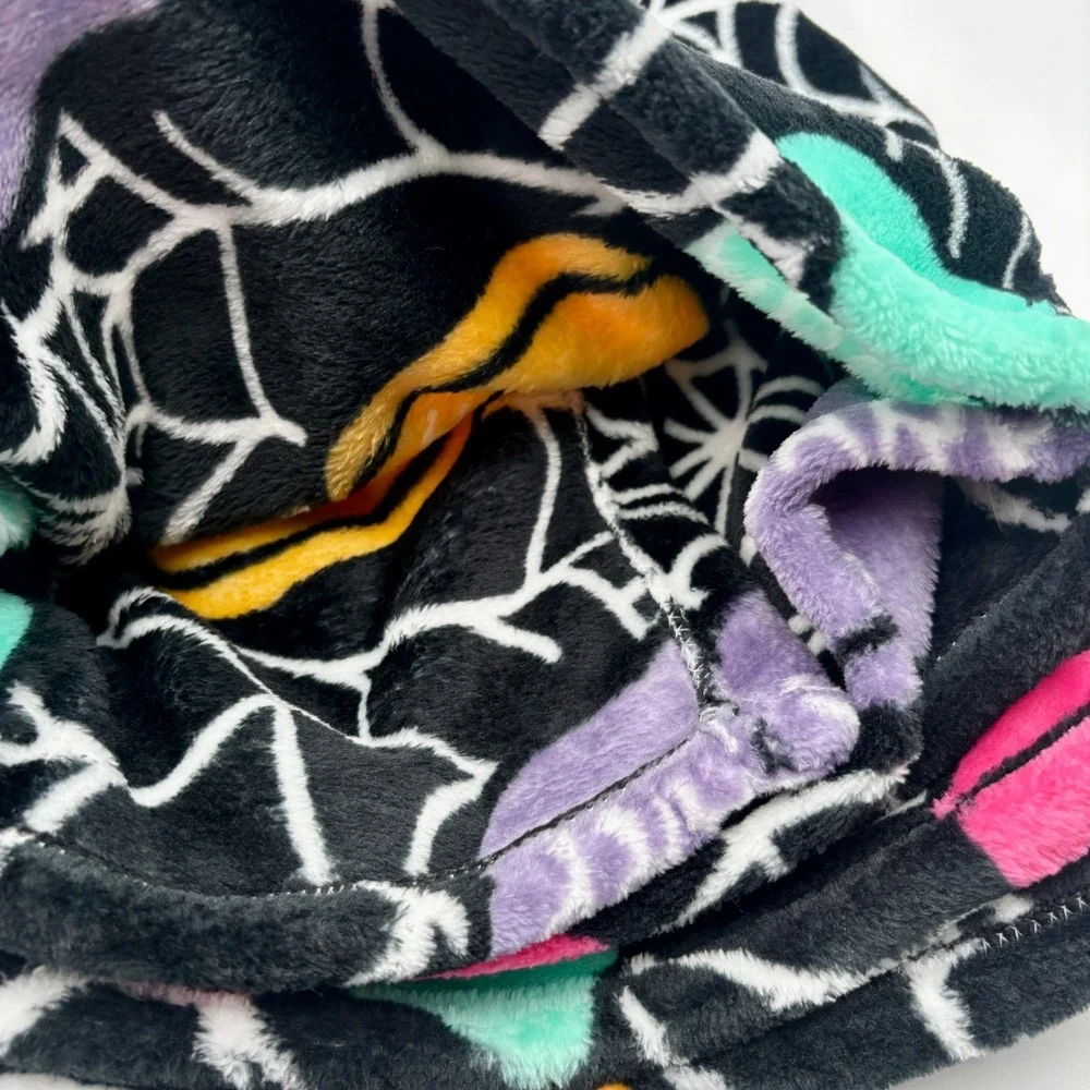 Betsey Johnson Halloween Candy Conversation Hearts Spiderweb Plush Throw Blanket